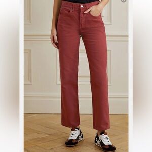 Veronica Beard Blake Jeans Size 30 Classic Straight High Rise Red Burgundy Rust